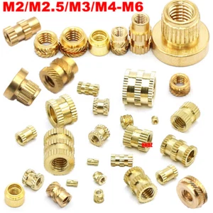 Knurled Injection Insert Nut Threaded Brass Molding Embedded M2-M6 Copper Nuts - Picture 1 of 20