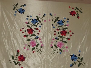 Vintage Hand Applique Bedspread Quilt Cover ~ Floral ~ 100”X86” - Picture 1 of 11