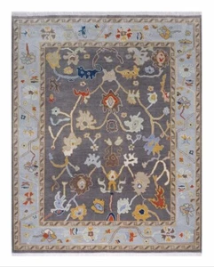 Exquisite Brown/Grey Oushak Contemporary Hand-Knotted Rugs for your living area. - Picture 1 of 13