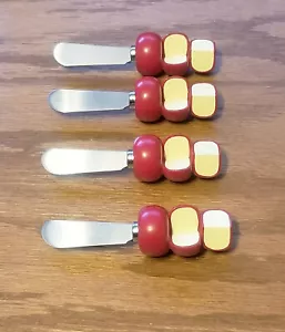 4er Set Käsestreuer Messer Griffe sind gestapelte Räder Käse Butter Dip - Bild 1 von 4