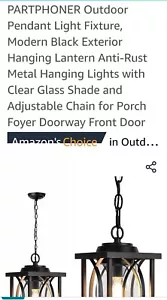 PARTPHONER Outdoor Pendant Light Fixture - Picture 1 of 23