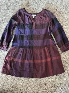 Burberry Children Girls Dress Long Sleeve Plaid Purple 6Y - Picture 1 of 5