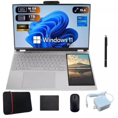 15.6''+7'' Double Touch Screen Laptop Computer 2.9GHz 16GB RAM 1TB Windows 11 - Image 1 of 4