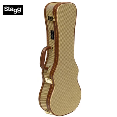 Ukelele de concierto forrado de felpa Stagg Gold Tweed estuche rígido modelo GCX-UKC-GD Foto 1 de 4