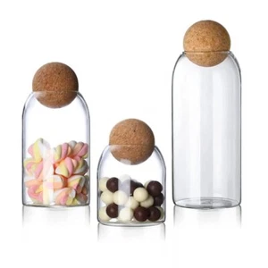 3 Pcs Glass Storage Containers With Cork Ball Glass Jars With Cork Lids Candy Ja - Picture 1 of 7