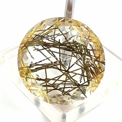 Golden Rutilated Quartz 75 Ct Certified Natural Round Shape Loose Gemstone EKS - Image 1 of 4