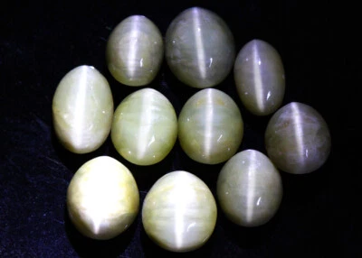 49.29 CTS_WHOLESALE_10 Pcs_100 % NATURAL UNHEATED INDIAN CAT'S EYE_QUARTZ - Image 1 of 3