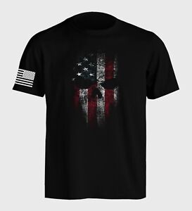 American Reaper Punisher Style USA Flag Patriotic T-Shirt - Sizes S to 5XL