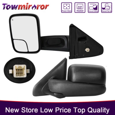 Tow Mirrors Power Heated Flip-Up Pair For 2002-08 Dodge Ram 1500 2500 3500 Foto 1 de 4