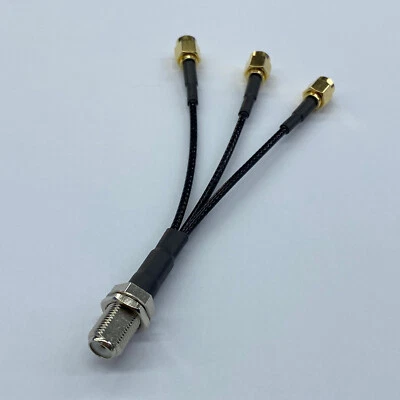 Y splitter type Branch cable 1x F female to 3x SMA male RG316 Pigtail Coax 50ohm - Image 1 of 4