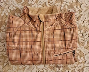 IZOD Women’s M Brown & Tan Plaid Lightweight Jacket Faux Fur Lining Pre-owned - Picture 1 of 12