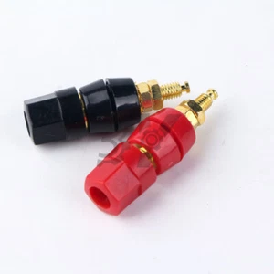 2pcs Binding Post Speaker Cable Audio Amplifier Terminal Plug Jack Gold - Picture 1 of 3