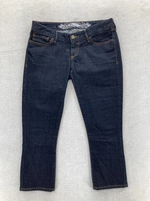 Express Jeans Womens 6 Dark Wash Crop Jean Legging Zelda Slim Ultra Low Rise Y2K - Image 1 of 4