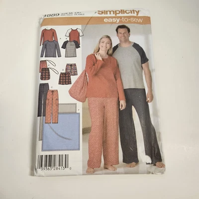Simplicity 4889 Pattern Womens Mens Pants Shorts Shirt Bag Blanket Sizes S, M, L - Image 1 of 3
