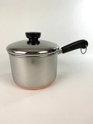 Vintage Revere Ware 1801 Saucepan  1.5 Qt Stainless Steel Copper Bottom w/ Lid - Image 1 of 4