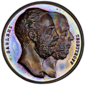 MS65 1874 Austria Wurzbach "Heroes and Victors" Medal, PCGS Toned SOLO TOP POP!! - Picture 1 of 8