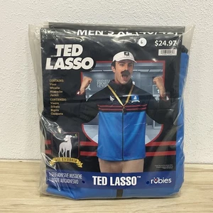 Ted Lasso Costume XL AFC Richmond Football Soccer Jacket Visor Whistle Mustache - Picture 1 of 2