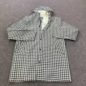 Stutterheim Raincoat Unisex Small Black White Houndstooth Hooded Coat - Picture 1 of 17