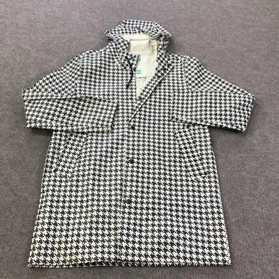 Stutterheim Raincoat Unisex Small Black White Houndstooth Hooded Coat - Image 1 of 4
