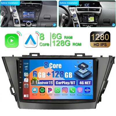Radio estéreo de coche 6+128 GB Carplay para Toyota Prius V 2012-2017 Android15 GPS WIFI Foto 1 de 4