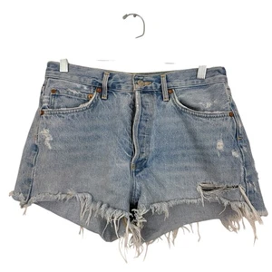 AGOLDE Parker Cut Off Jeans Denim Shorts Gr. 27 blau Button Fly Boho distressed - Bild 1 von 9