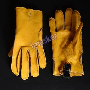Guantes cortos de cuero real para hombre de cuero de vaca sin forro trabajo construcción agrícola - Imagen 1 de 14