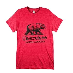 Cherokee North Carolina Bear Graphic Tee Red Small Unisex t-shirt - Picture 1 of 4