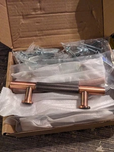 Brushed Antique Copper Knurled Cabinet Pulls 10 Pack 3 Inch Hole Centers - Picture 1 of 11