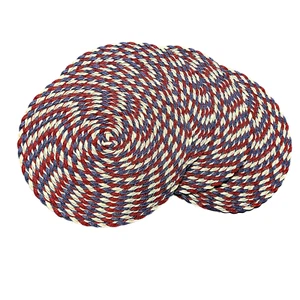 Lote de 4 manteles individuales patrióticos rojos blancos azules americanos redondos tejidos de plástico julio - Imagen 1 de 7