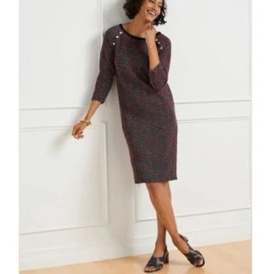 Vestido Talbots Tweed Manzana Brillante Multi Corazón Manga 3/4 Talla L Cottagecore Preppy Foto 1 de 4