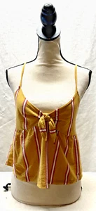 American Eagle Yellow Pink Striped Tank Top Women's Size Medium Bow Summer - Picture 1 of 7