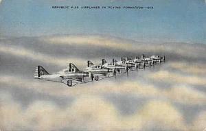 U.S Army Air Fighting Planes Republic P-35 Flying Formation Vtg Linen Postcard - Picture 1 of 2