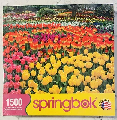 Springbok Tulip Garden 1500 Piece Puzzle 29" x 36" SEALED - Image 1 of 4