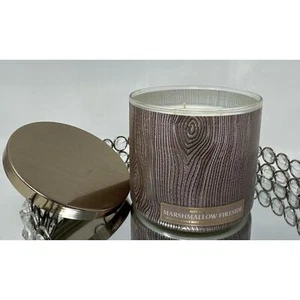 Bath & Body Works White Barn MARSHMALLOW FIRESIDE 14.5 oz 3-Wick Candle New - Picture 1 of 5