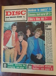 Disc and Music Echo Newspaper June 1st 1968 The Herd Cover - Imagen 1 de 2