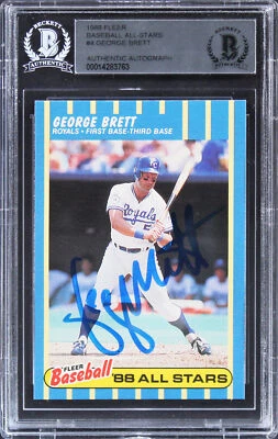 皇家队乔治·布雷特签名 1988 Fleer 棒球全明星 #4 卡基础板 — 第 1/2 张图片
