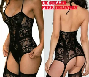 Women Ladies Body Stocking Underwear Sexy Fishnet Babydoll Sleepwear Lingerie - Picture 1 of 5