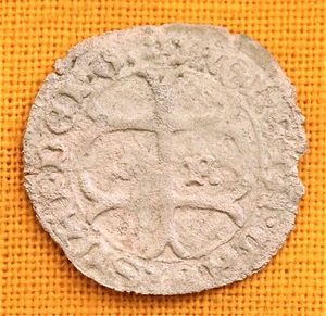 Moneta medievale in argento - Denaro John Hunyadi con leone. 1446 - 1453. - Foto 1 di 2