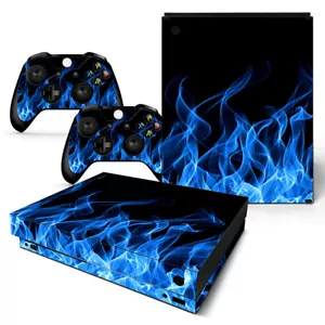 For Xbox One X Skin Blue Flame Console & 2 Controllers Decal Vinyl Wrap - Picture 1 of 1