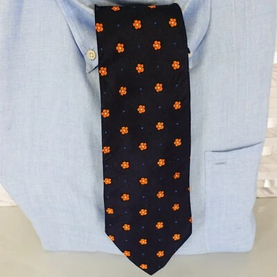 Corbata Lord and Taylor Cuello Para Hombre Azul Marino Floral Seda Lunares Sólida Boho Ancha Foto 1 de 4