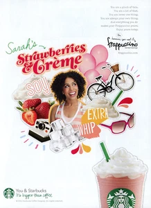 STARBUCKS ICE DRINKS AD #4 RARE 2011 OOP  MAGAZINE pg SARAH'S STRAWBERRIES & CRE - Picture 1 of 2