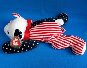 LARGE SPARKLER USA FLAG TEDDY BEAR pillow pals TY BEANIE BUDDY VINTAGE 1999 - Picture 1 of 6