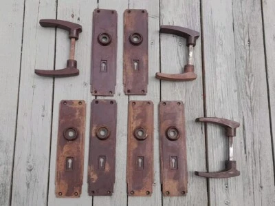 3 pares de manijas de puerta de iris de baquelita Art Deco originales Foto 1 de 4