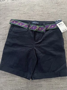Ralph Lauren Girls Navy Blue Shorts W Skull Belt Sz 8 NEW - Picture 1 of 6