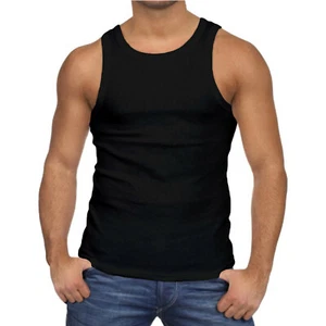 3 Packs Men's Color Tank Top A-Shirts 100% COTTON FIRST QUALITY/ 2 BLK , 1 GRAY/ - Picture 1 of 5