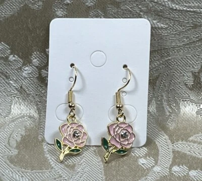 Pendientes colgantes informales bohemios de moda vintage de cristal rosa dorado Foto 1 de 2