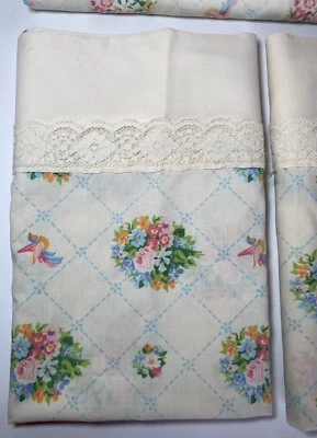 Sábana plana 3 piezas St Mary’s Bird floral King + 2 fundas de almohada estándar mezcla de ALGODÓN Foto 1 de 4