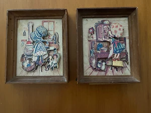 SET BESTEHEND AUS 2 HOLLY HOBBIE GERAHMTEM 3D KUNST GESCHICHTETEM PAPIER IN KÜCHE & BÜGELN - Bild 1 von 21