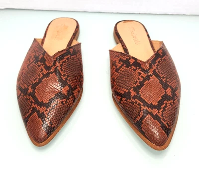 Madewell La Emilia Punta Punta Mula Serpiente Repujado Óxido Rojo Marrón Nuevo Talla 8.5 Foto 1 de 4