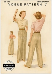 1940's Sewing Pattern for Hepburn Trousers/Slacks - Picture 1 of 2